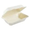Bagasse Molded Fiber 1-Compartment White Food Containers, Hinged-Lid, 9" X 6" 250/Carton -Dixie Shop Bagasse Molded Fiber Food Containers Hinged Lid 1 Compartment 9 x 6 White 125 Sleeve 2 Sleeves Carton 294141 medium