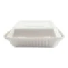 Bagasse Molded Fiber 3-Compartment White Food Containers Hinged-Lid, 9" X 9" 200/Carton -Dixie Shop Bagasse Molded Fiber Food Containers Hinged Lid 3 Compartment 9 x 9 White 100 Sleeve 2 Sleeves Carton 294140 medium