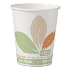 Dart Bare Eco-Forward PLA Paper Hot Cups, 10 Oz. Leaf Design, - 50/Pack
