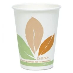 Dart Bare Eco-Forward PLA Paper Hot Cups, 12 Oz. Leaf Design - 50/Pack