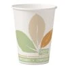 Dart Bare Eco-Forward PLA Paper Hot Cups, 12 Oz. Leaf Design - 1000 Pcs
