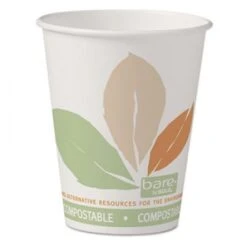Dart Bare Eco-Forward PLA Paper Hot Cups, 8 Oz. Leaf Design, - 50/Pack