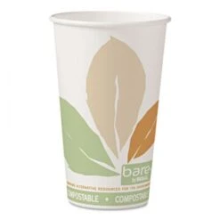Dart Bare Eco-Forward PLA Paper Hot Cups, Leaf Design, 16 Oz. - 1000 Pcs