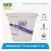 Eco-Products BlueStripe Recycled Content Clear Plastic Cold Drink Cups, 9 Oz., 1000/Carton -Dixie Shop BlueStripe 25 Recycled Content Cold Cups 9 oz Clear Blue 50 Pk 20 Pk Ct 295573 medium
