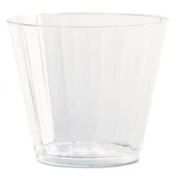 WNA Squat Classic Clear Fluted Crystal Plastic Tumblers, 9 Oz. 240/Carton