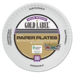 Coated White Paper Plates, 9", 1200/Carton