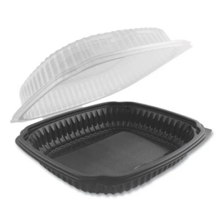 Culinary Lites Microwavable Containers, 47.5 Oz., 10.56 X 9.98 X 3.18, Clear/Black, 100/Carton 3 Culinary Lites Microwavable Containers, 47.5 Oz., 10.56 X 9.98 X 3.18, Clear/Black, 100/Carton