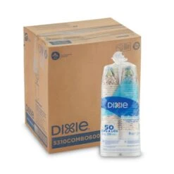 Dixie Combo Bag, Paper Hot Cups With Lids, 10 Oz., 50/Pack, 6 Packs/Carton