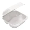 EarthChoice SmartLock White Hinged Lid Containers, 22 Oz., 8-3/8" X 5-3/8" X 3-1/10", 200/Carton -Dixie Shop EarthChoice SmartLock Hinged Lid Containers 8 38 x 5 38 x 3 1 22 oz White 200 Carton 298719 medium