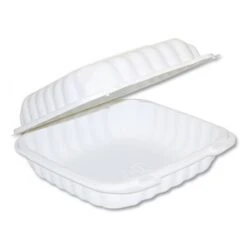 EarthChoice SmartLock White Hinged Lid Containers, 32 Oz., 8" X 8" 200/Carton