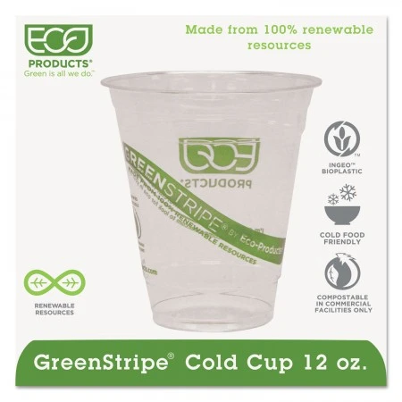 Eco-Products GreenStripe Cold Drink Cups, 12 Oz., 1000/Carton 3 Eco-Products GreenStripe Cold Drink Cups, 12 Oz., 1000/Carton