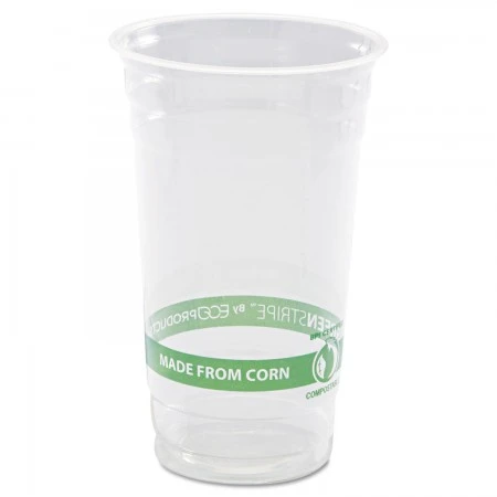 Eco-Products GreenStripe PLA Cold Cups, 24 Oz., Clear 1000/Carton 3 Eco-Products GreenStripe PLA Cold Cups, 24 Oz., Clear 1000/Carton