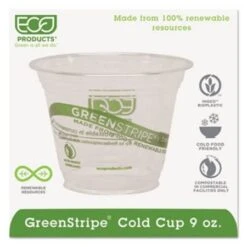Eco-Products GreenStripe Renewable Cold Cups, 9 Oz. 1000/Carton