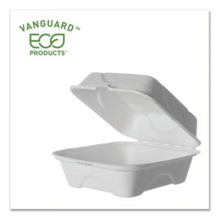 Eco-Products Vanguard Renewable And Compostable Sugarcane Clamshells, 1-Compartment, 6" W X 6" D X 3" H, 500/Carton 3 Eco-Products Vanguard Renewable And Compostable Sugarcane Clamshells, 1-Compartment, 6" W X 6" D X 3" H, 500/Carton