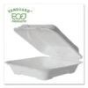 Eco-Products Vanguard Renewable And Compostable Sugarcane Clamshells, 1-Compartment, 9" W X 9" D X 3" H, 500/Carton -Dixie Shop Eco Products Vanguard Renewable and Compostable Sugarcane Clamshells 1 Compartment 9 x 9 x 3 500 Carton 302726 medium