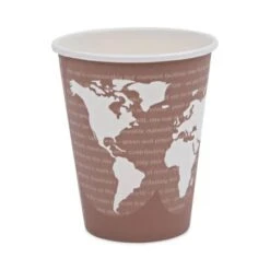Eco-Products World Art Renewable/Compostable Paper Hot Cups, 8 Oz., Plum, 50/Pack