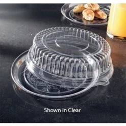 Emi Yoshi EMI-220CP Round Plastic Deli Mate Tray / Dome Lid (OPS) 12" - 25 Sets