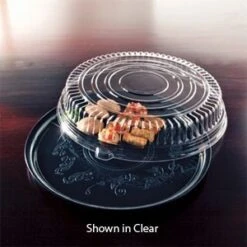 Emi Yoshi EMI-260CPP Round Plastic Deli Mate Tray / Dome Lid (PET) 16" - 25 Sets