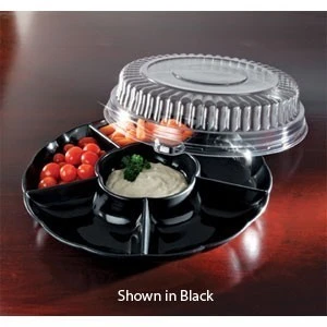 Emi Yoshi EMI-301CP Round Plastic 6 Compartment Tray / Dome Lid 12" - 12 Sets 3 Emi Yoshi EMI-301CP Round Plastic 6 Compartment Tray / Dome Lid 12" - 12 Sets