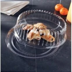 Emi Yoshi EMI-540CP Round Black Plastic Deli Max Tray / Dome (OPS) 14" - 25 Sets