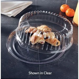 Emi Yoshi EMI-540CPP Round Black Plastic Deli Max Tray / Dome Lid (PET) 14" - 25 Sets 3 Emi Yoshi EMI-540CPP Round Black Plastic Deli Max Tray / Dome Lid (PET) 14" - 25 Sets