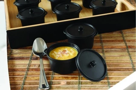 Emi Yoshi EMI-620 Black Micro Cooking Pot 2.7 Oz. - 100 Pcs 3 Emi Yoshi EMI-620 Black Micro Cooking Pot 2.7 Oz. - 100 Pcs