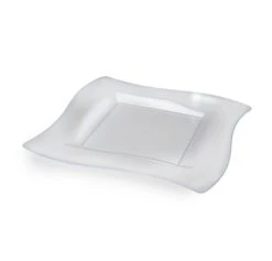 Fineline Settings 108-CL Wavetrends Clear Square Plastic Salad Plate 8" - 10 Doz