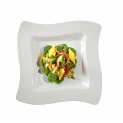 Fineline Settings 108-WH Wavetrends Bone Square Plastic Salad Plate 8" - 10 Doz