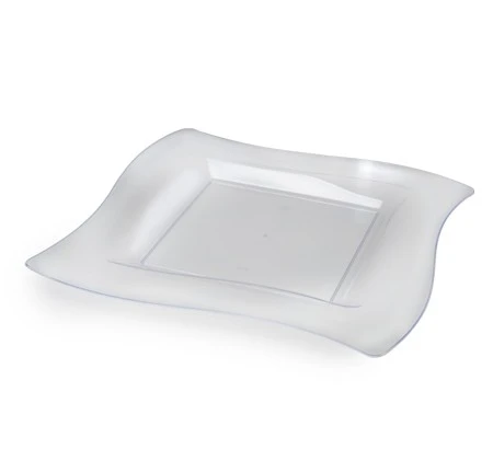 Fineline Settings 109-CL Wavetrends Clear Square Plastic Dinner Plate 9-1/2" - 10 Doz 3 Fineline Settings 109-CL Wavetrends Clear Square Plastic Dinner Plate 9-1/2" - 10 Doz