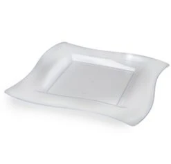Fineline Settings 110-CL Wavetrends Clear Square Plastic Dinner Plate 10-3/4" - 10 Doz