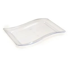 Fineline Settings 1407-CL Wavetrends Clear Rectangular Plastic Luncheon Plate 7-1/2" X 12" - 10 Doz