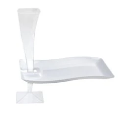 Fineline Settings 1409-WH Wavetrends White Rectangular Plastic Cocktail Plate With Stemware Hole 6" X 9-1/2" - 10 Doz