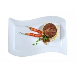 Fineline Settings 1410 -BK Wavetrends Black Rectangular Plastic Dinner Plate 10" X 15-3/4" - 10 Doz