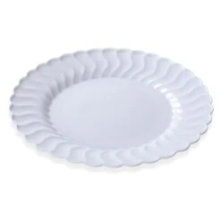 Fineline Settings 210-WH Flairware White Plastic Dinner Plate 10-1/4" - 12 Doz