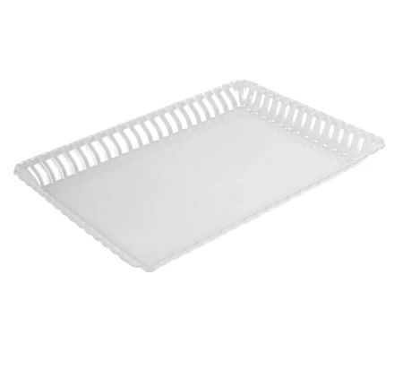Fineline Settings 293-CL Flairware Clear Plastic Rectangular Serving Tray 9" X 13" - 99 Pcs 3 Fineline Settings 293-CL Flairware Clear Plastic Rectangular Serving Tray 9" X 13" - 99 Pcs