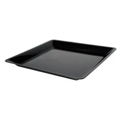 Fineline Settings SQ4010.BK Platter Pleasers Black Square Plastic Serving Tray 10" X 10" - 25 Pcs