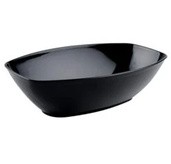 Fineline Settings 456.BK Platter Pleasers Black Plastic Oval Luau Bowl 90 Oz. - 50 Pcs
