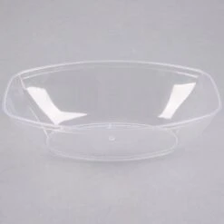 Fineline Settings 456.CL Platter Pleasers Clear Plastic Oval Luau Bowl 90 Oz. - 50 Pcs