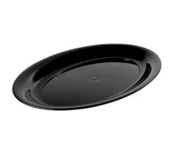 Fineline Settings 484.BK Platter Pleasers Black Oval Plastic Serving Tray 14" X 21" - 20 Pcs