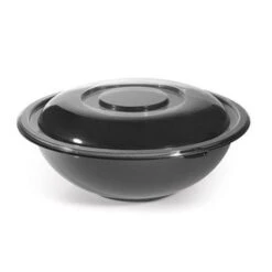 Fineline Settings 5032-BK Super Bowl Black Plastic Salad Bowl 32 Oz. - 100 Pcs