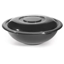 Fineline Settings 5048-BK Super Bowl Black Plastic Salad Bowl 48 Oz. - 50 Pcs