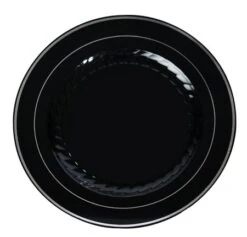 Fineline Settings 510-BKS Black With Silver Rim Plastic Plate 10" - 10 Doz