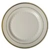 Fineline Settings 510-BO Bone With Gold Rim Plastic Plate 10" - 10 Doz
