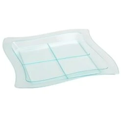 Fineline Settings 6206-CL Tiny Temptations Clear Plastic Tiny Tangents Tray 7-1/4" X 7-1/4" - 10 Doz