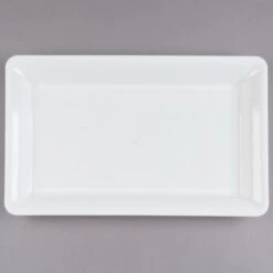 Fineline Settings RC473.WH Platter Pleasers White Rectangular Plastic Serving Tray 12" X 18" - 20 Pcs