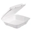 Dart White Foam Containers With Perforated Hinged Lid, 9" X 9-2/5" X 3" , 200/Carton -Dixie Shop Foam Hinged Lid Container 1 Comp 9 x 9 2 5 x 3 White 100 Bag 2 Bag Carton 294756 medium