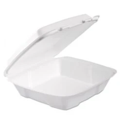 Dart White Foam Containers With Perforated Hinged Lid, 9" X 9-2/5" X 3" , 200/Carton