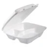 Dart Foam 3-Compartment Container With Perforated Hinged Lid, 9" X 9-2/5" X 3" , 200/Carton -Dixie Shop Foam Hinged Lid Container 3 Comp 9 x 9 2 5 x 3 White 100 Bag 2 Bag Carton 294758 medium