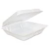 Dart White Foam Hinged Lid Containers, 8" X 7.5" X 2-1/4", 200/Carton -Dixie Shop Foam Hinged Lid Containers 8 x 8 x 2 1 4 White 200 Carton 294746 medium