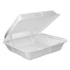 Dart Foam Vented Foam Containers With Perforated Hinged Lid, 9" X 9-2/5" X 3", , 200/Carton -Dixie Shop Foam Vented Hinged Lid Containers 9w x 9 2 5d x 3h White 100 PK 2 PK CT 294757 medium